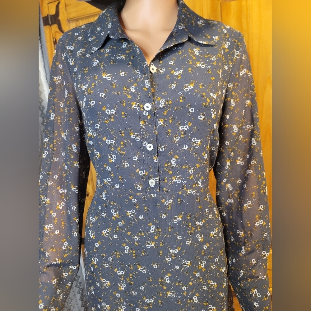 Frank‎ And Oak Floral Dark Grey Dress - Picture 2 of 6